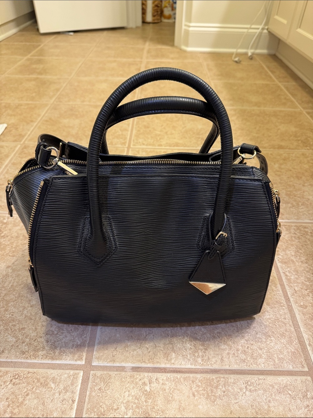 Rebecca Minkoff Black Textured Top-Handle Shoulder Bag